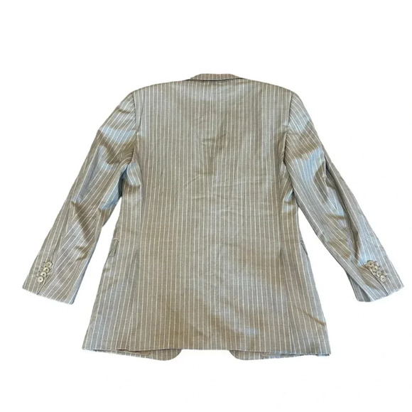 Ermenegildo Zegna Taupe White Pinstripe Blazer Jacket Suit Sport Caoat Size 54R - Picture 7 of 14